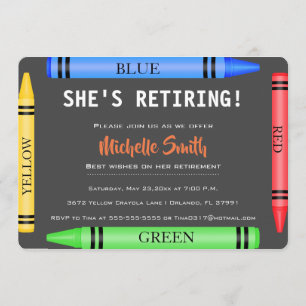 Enseignant Colorful Crayon Invitation de retraite
