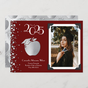 Enseignant Éducation Silver Graduation Faire-part