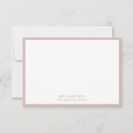Enseignant moderne Blush Pink Merci Cartes de note
