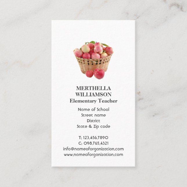 ENSEIGNANT | Pommes | Carte de visite photo (Devant)