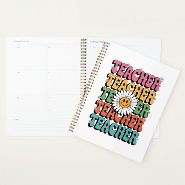 Enseignant super Cute Daisy Flower Retro Back Scho (Devant avec enveloppe)
