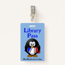 Enseignants École Bibliothèque Badge de passe