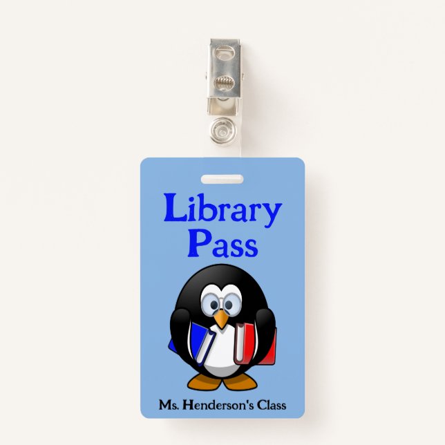 Enseignants École Bibliothèque Badge de passe (Devant avec clip)