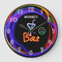Enseigne au néon pour maison privée horloge de bar
