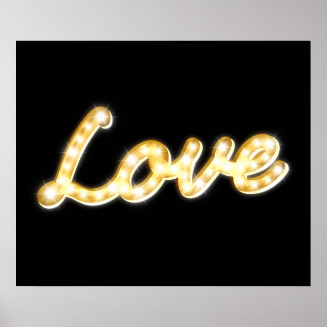 Enseigne au néon rétro Love Poster - noir (Devant)