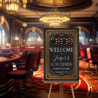 Enseigne de bienvenue Art Déco Casino noir et or d