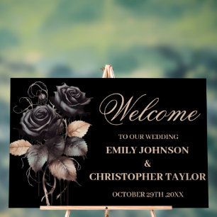 Enseigne de mariage en acrylique noir gothique