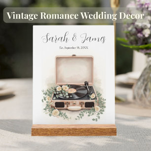 Enseigne de mariage personnalisée avec tourne-disq