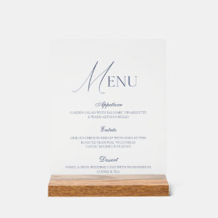 Enseigne de menu de mariage en acrylique bleu pous
