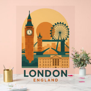 Enseigne de voyage en acrylique Londres Angleterre