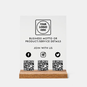 Enseigne en acrylique de logo QR multi-réseaux soc