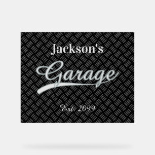 Enseigne en acrylique grise classique de garage