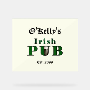 Enseigne en acrylique Man Cave Irish Pub Bar Taver