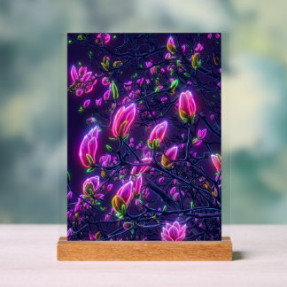 Enseigne en acrylique néon foncé Magnolia – Botani