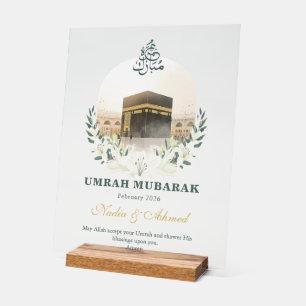 Enseigne en acrylique personnalisée Umrah Mubarak