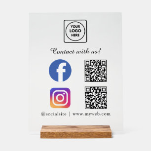 Enseigne en acrylique QR pour les médias sociaux