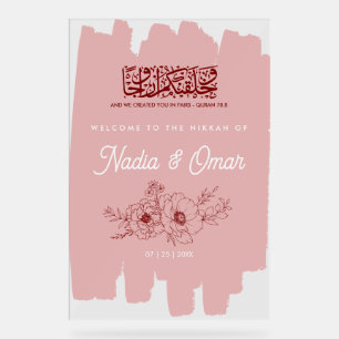 Enseigne en acrylique rose pâle de Nikkah floral d