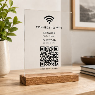 Enseigne en acrylique WiFi Code QR à scanner pou