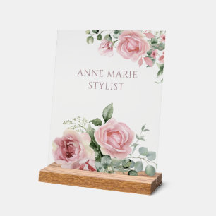 Enseigne personnalisée fleurs roses rose