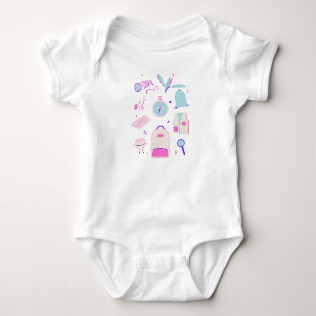 Ensemble barboteuse bébé explorateur mignon (Devant)