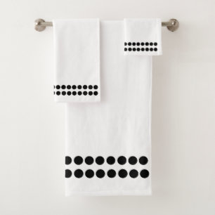 Ensemble blanc de serviette de point noir
