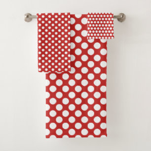 Ensemble blanc rouge mignon de serviette de salle