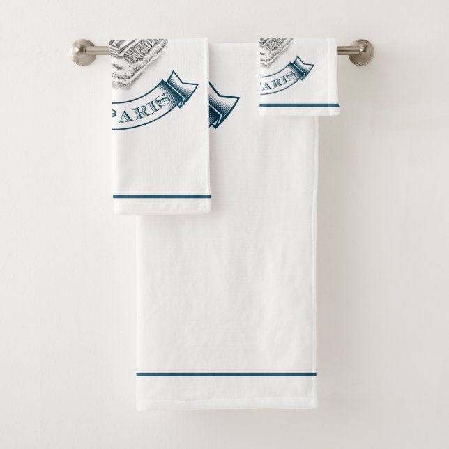 Ensemble bleu-foncé de serviette de Le Bain Du (En situation)