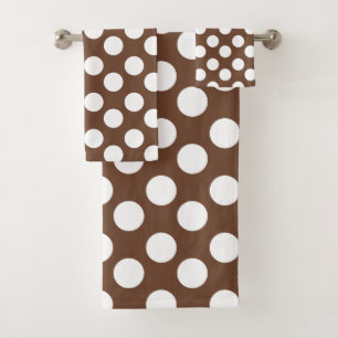 Ensemble Brown et blanc de serviette de Bath de