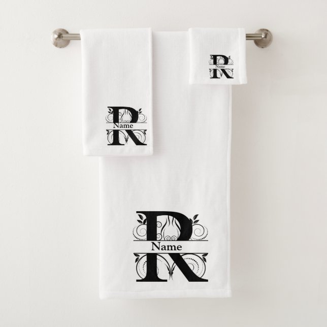 Ensemble-cadeau de bain à monogramme initial lettr (En situation)