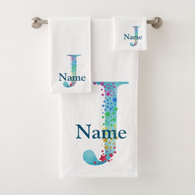 Ensemble-cadeau de bain à monogramme initial lettr (En situation)
