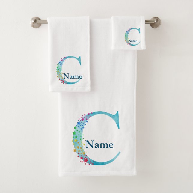 Ensemble-cadeau de bain à monogramme initiale Lett (En situation)