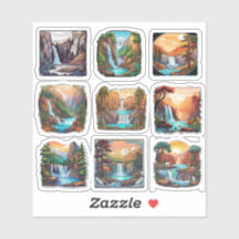 Ensemble complet de 9 Sticker Nature Carré