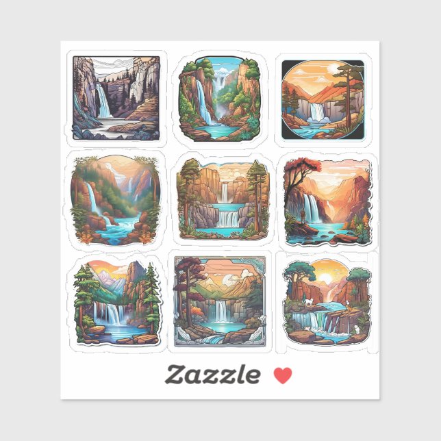 Ensemble complet de 9 Sticker Nature Carré (Feuille)