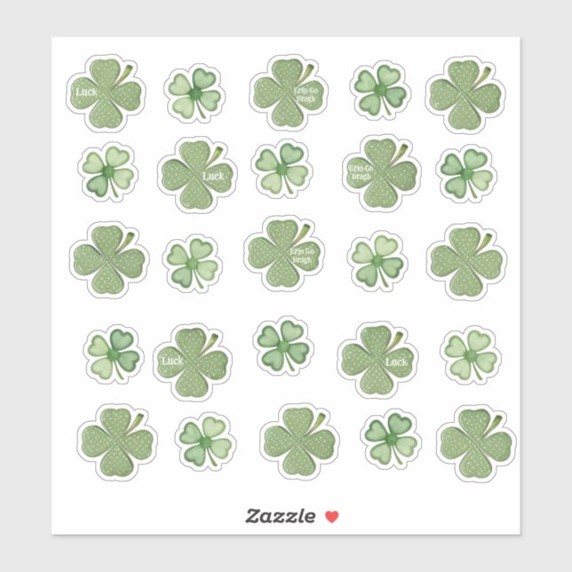 Ensemble de 25 Stickers Shamrock en vinyle tacheté (Feuille)