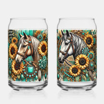 Ensemble de 2 chevaux et tournesol
