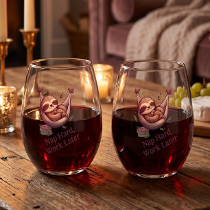 Ensemble de 2 verres à vin drôles de paresseux "Do
