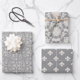 Ensemble de 3 feuilles plates de papier cadeau en