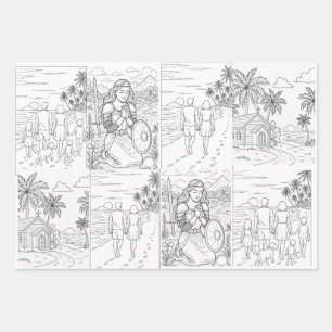 Ensemble de 3 feuilles plates de papier d'emballag