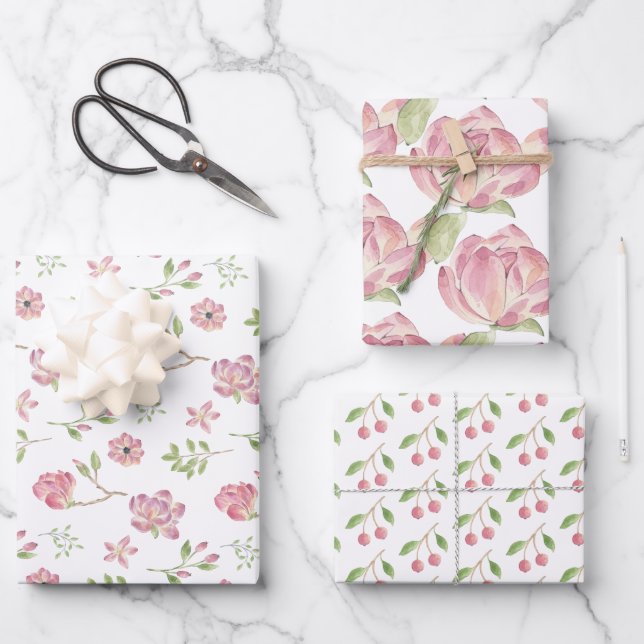 Ensemble de 3 feuilles plates de papier d'emballag (Recto)