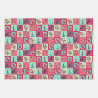 Ensemble de 3 feuilles plates de papier d'emballag