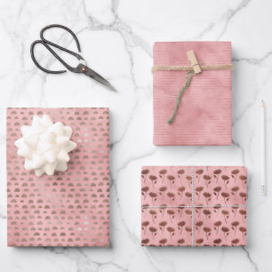 Ensemble de 3 papier japonais rose Fortune