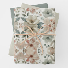 Ensemble de 3 Pastel Green Floral Papier à envelop