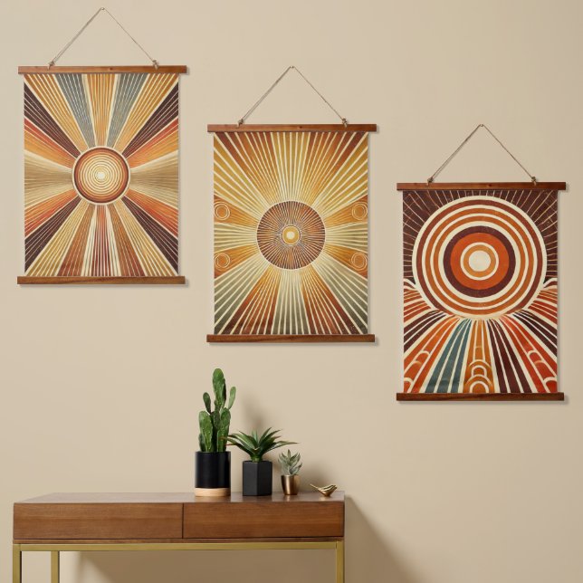 Ensemble de 3 Tapisseries murales géométriques en  (Asymétrique)