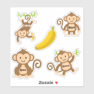 Ensemble De 4 Stickers Singe Cute