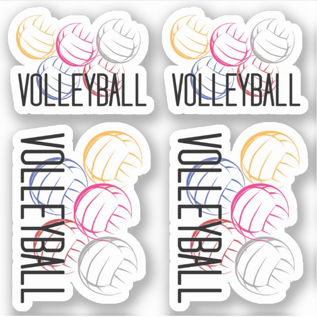 Ensemble de 4 volleyballs de néon Autocollants à d (Devant)