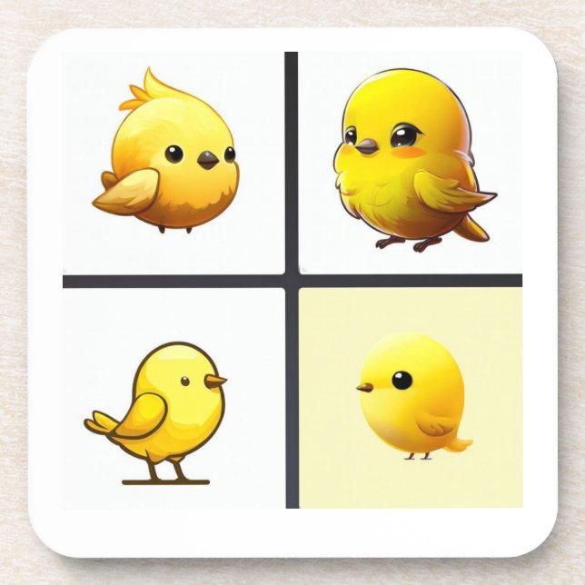 Ensemble de 6 dessous de verre avec design d'oisea (Devant)