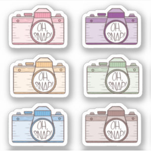 Ensemble de 6 Oh Snap ! Autocollants Pastel Camera