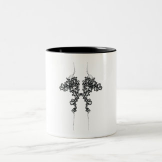 Ensemble de courbes jumelles sur une tasse de café