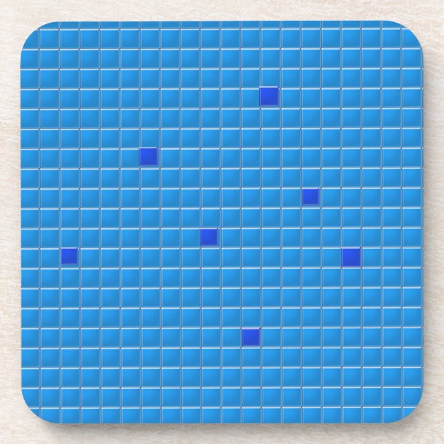 Ensemble de dessous de verre - Carré bleu mosaïque (Devant)