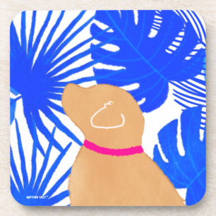 Ensemble de Dessous de verre de chien jaune tropic